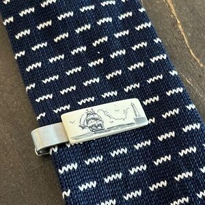 Ship & Lighthouse Scrimshaw Tie Bar or Clip